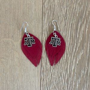 Red Feathered Texas A&M Earrings